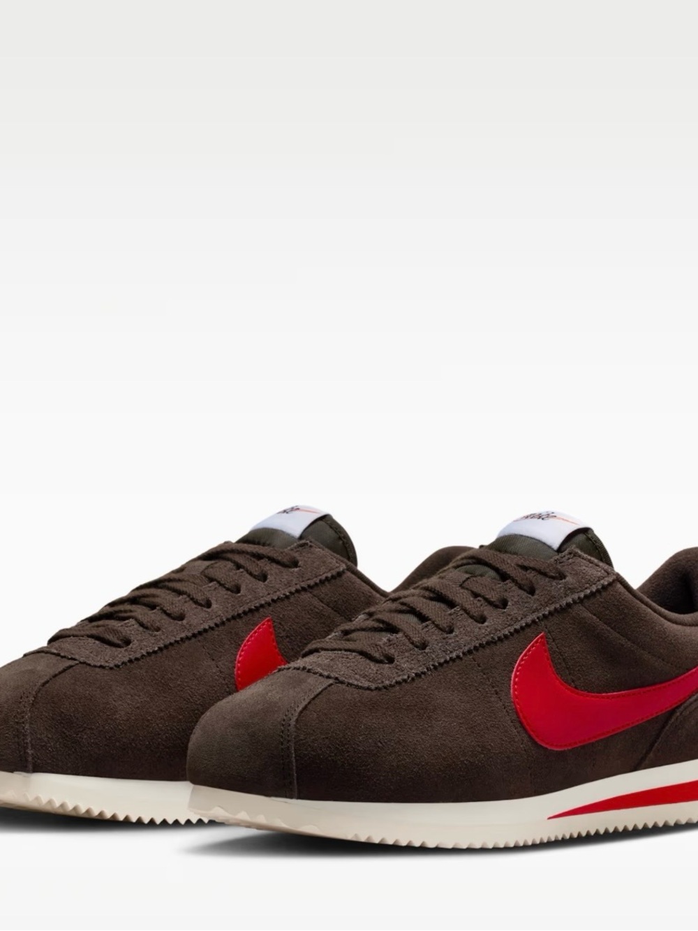 Nike Cortez Sz 8.5 Brown Suede Runners with Red Swoosh